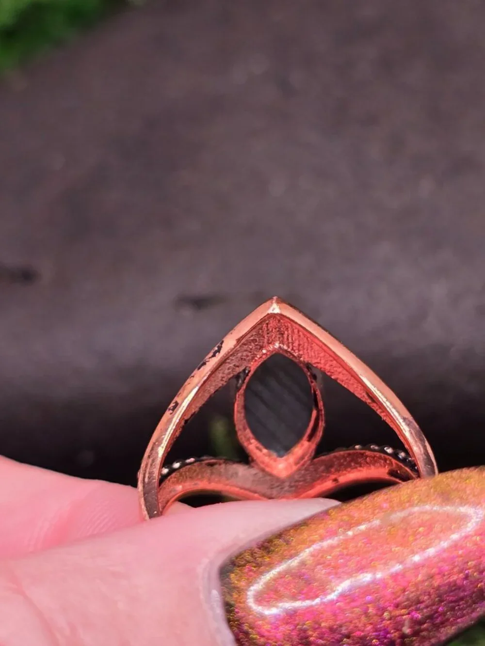 Labradorite Copper Marquise Ring Size 8.5 Blue Flash Gemstone Jewelry